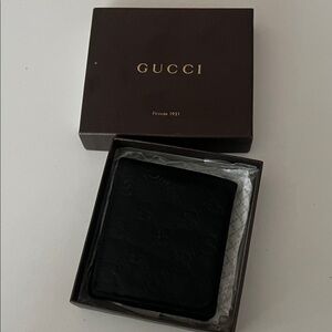 Gucci Black Embossed Leather Card Holder